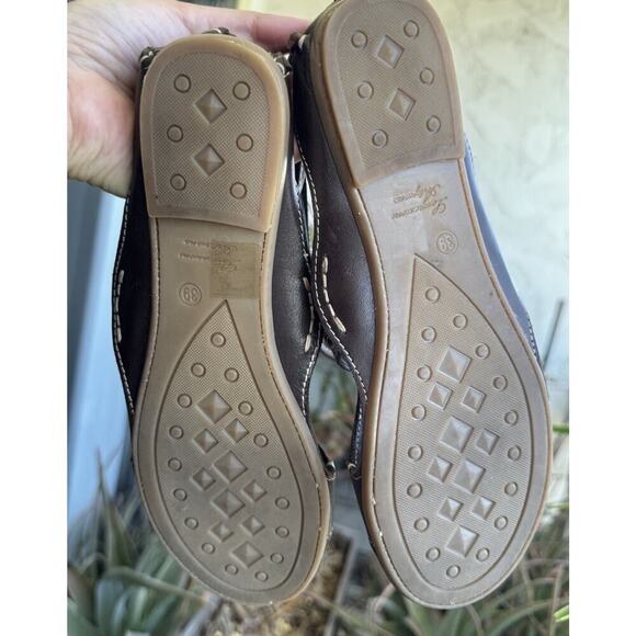 BLUZI Women’s Size 39 Brown Gold Studded Lace Up Sandals Boho Gladiator Festival - Picture 10 of 14